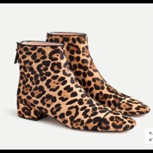 J. Crew Roxie Cap Toe Calf Hair leopard ankle boot in size 6.